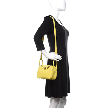 Hermes Taurillon Clemence Mini Lindy 20 Lime 2 of 9