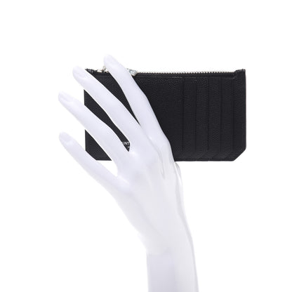 Saint Laurent Grained Calfskin 5 Fragments Zip Pouch Card Holder Black 2 of 8