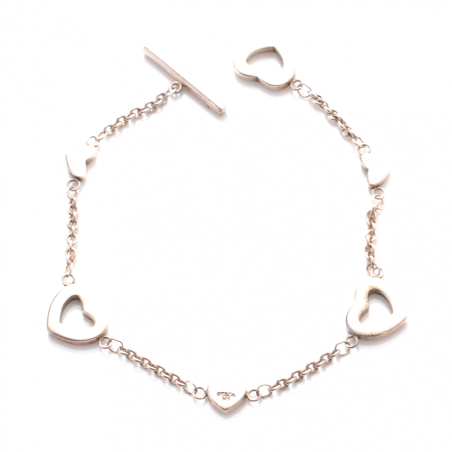 Sterling Silver Heart Toggle Bracelet
