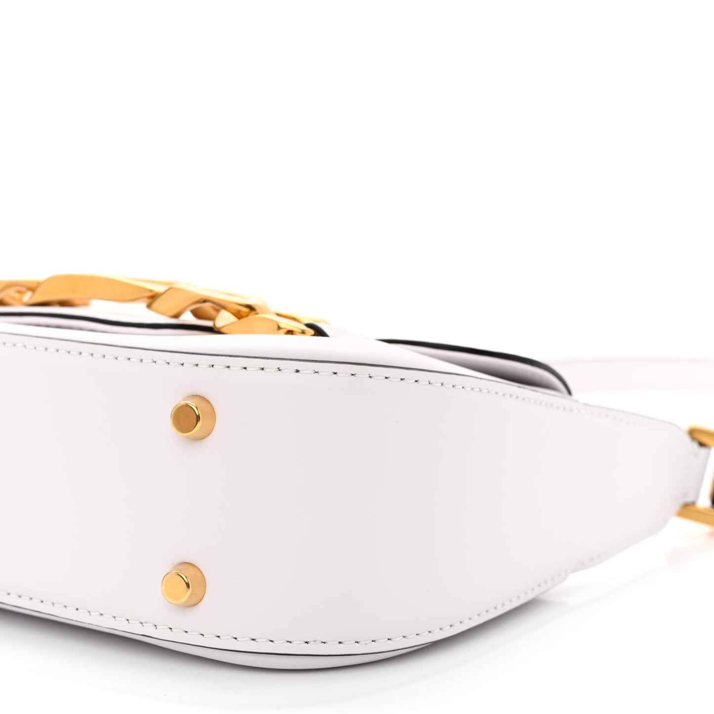 Calfskin Small Vlogo Chain Shoulder Bag Optic White