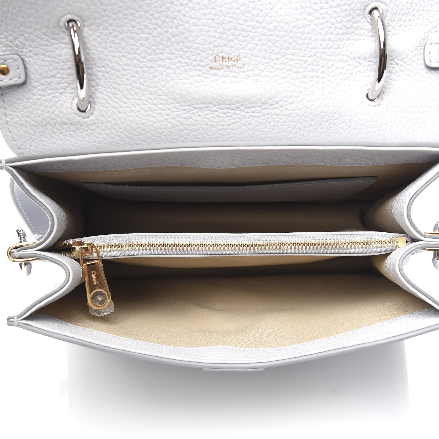 Chloe Shiny Grained Calfskin Medium Aby Day Shoulder Bag Airy Grey 5 of 10