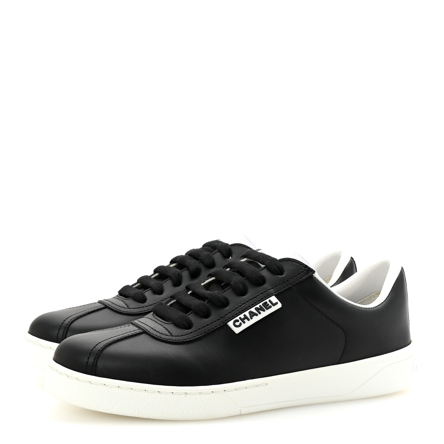 Chanel Calfskin CC Womens Sneakers 35 Black 4 of 9