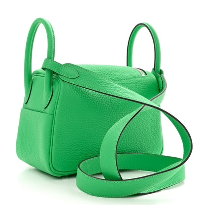Hermes Taurillon Clemence Mini Lindy 20 Vert Comics 3 of 10