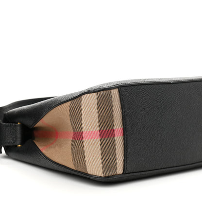 Burberry Soft Grain Calfskin House Check Small Helmsley Crossbody Black 9 of 13