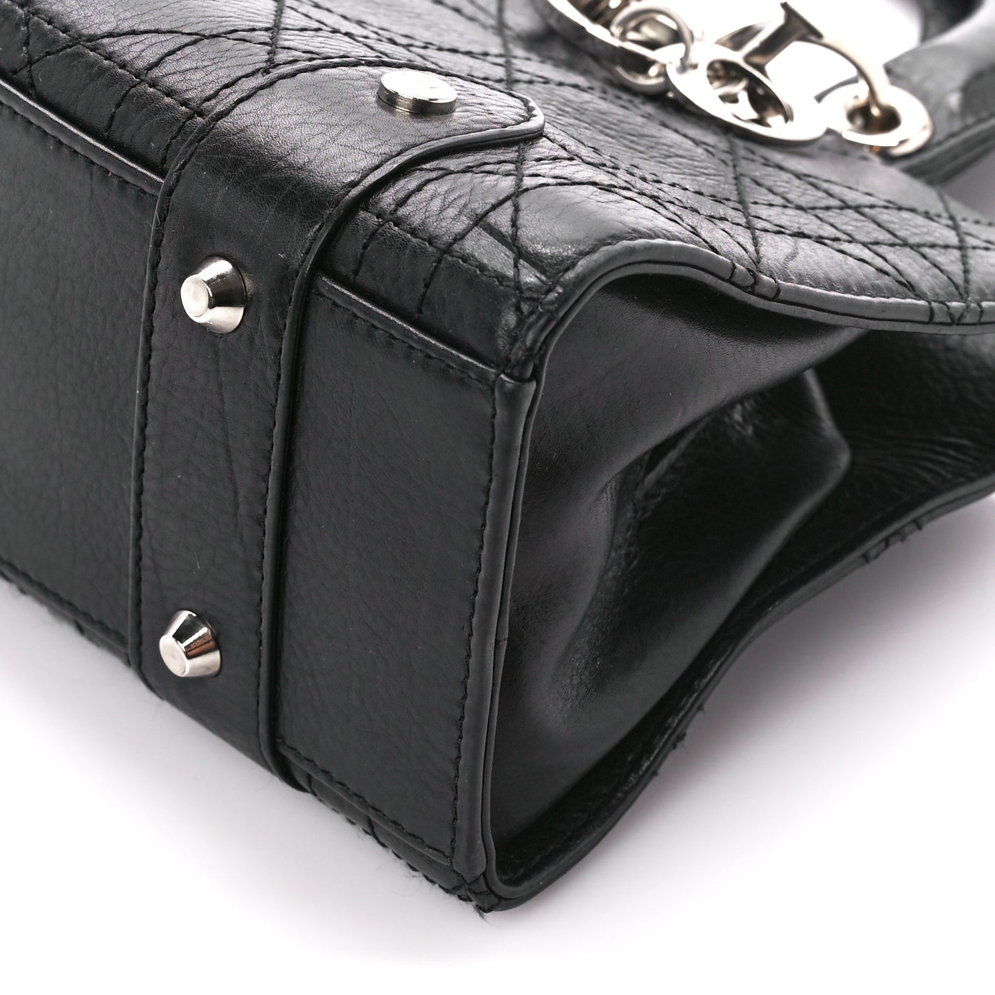 Calfskin Cannage Stitched Small East West Lady Dior Black