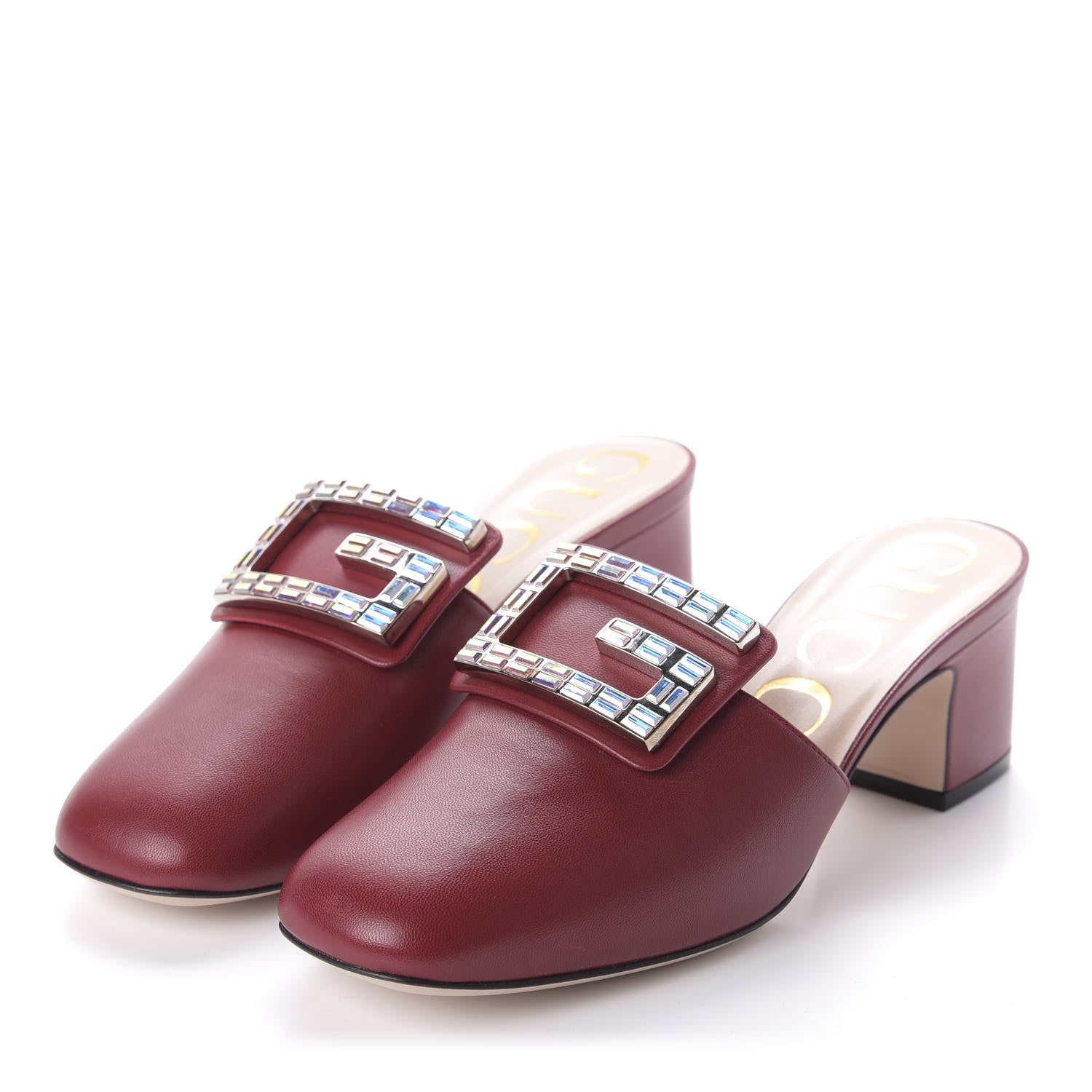 Gucci Malaga Kid Crystal Square G Madelyn Mules 36 Romantic Cerise 3 of 8