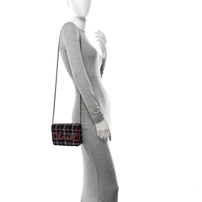 Chanel Tweed Calfskin Signe Wallet On Chain WOC Navy Multicolor 2 of 11