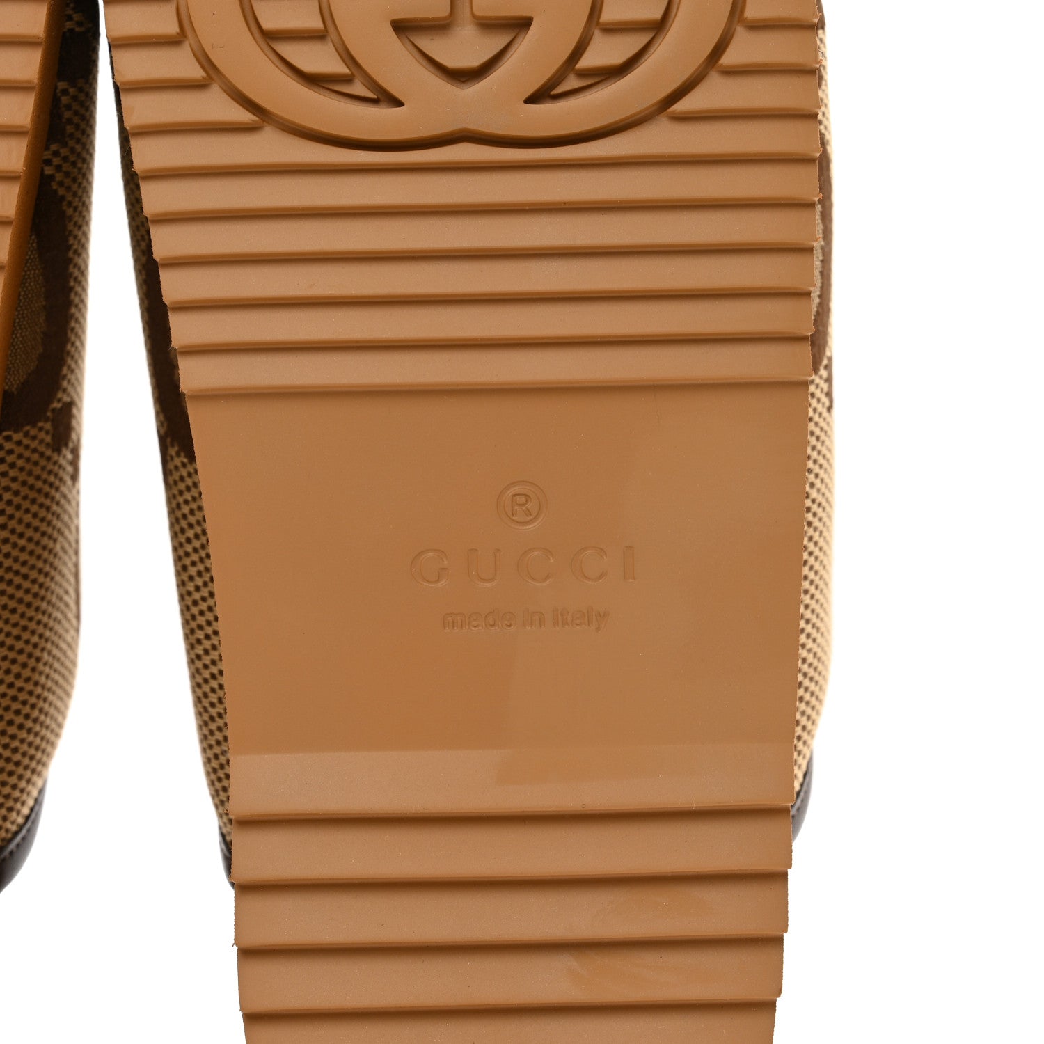Gucci Monogram Jumbo GG Nappa Samoa Platform 40mm Slide Sandals 38 Camel Ebony New Acero 6 of 9