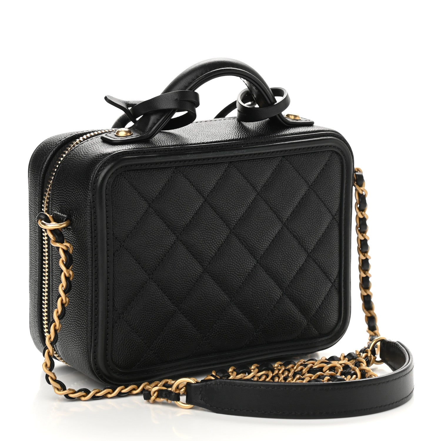 Chanel Caviar Quilted Small CC Filigree Vanity Case Black 3 of 9
