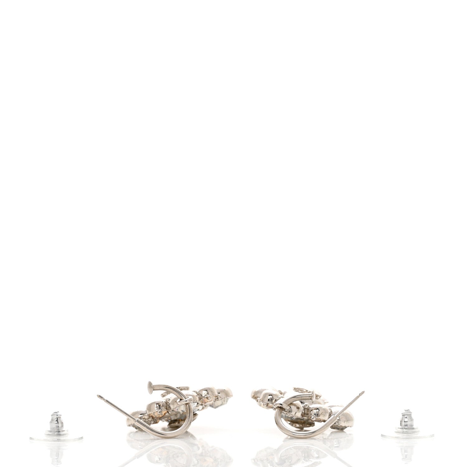 Chanel Crystal CC Dangle Earrings Silver 3 of 4