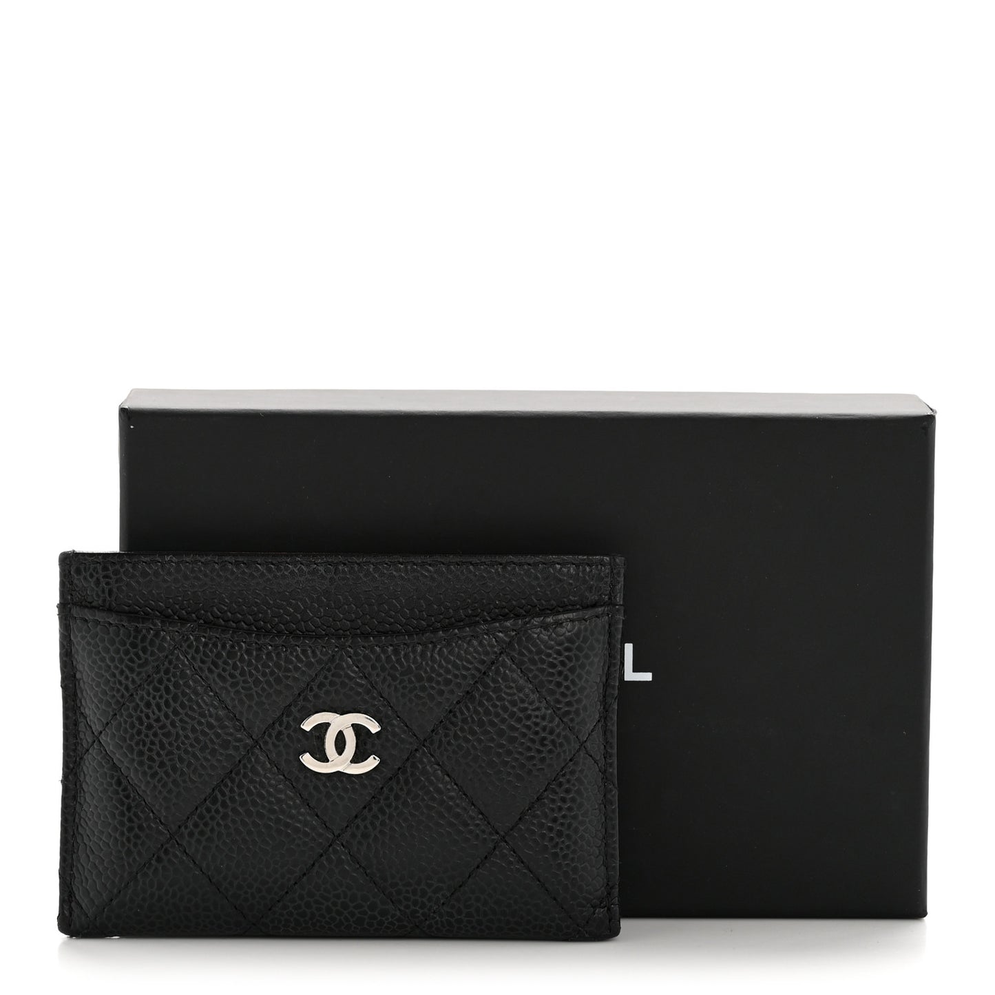 Caviar Quilted Card Holder Black