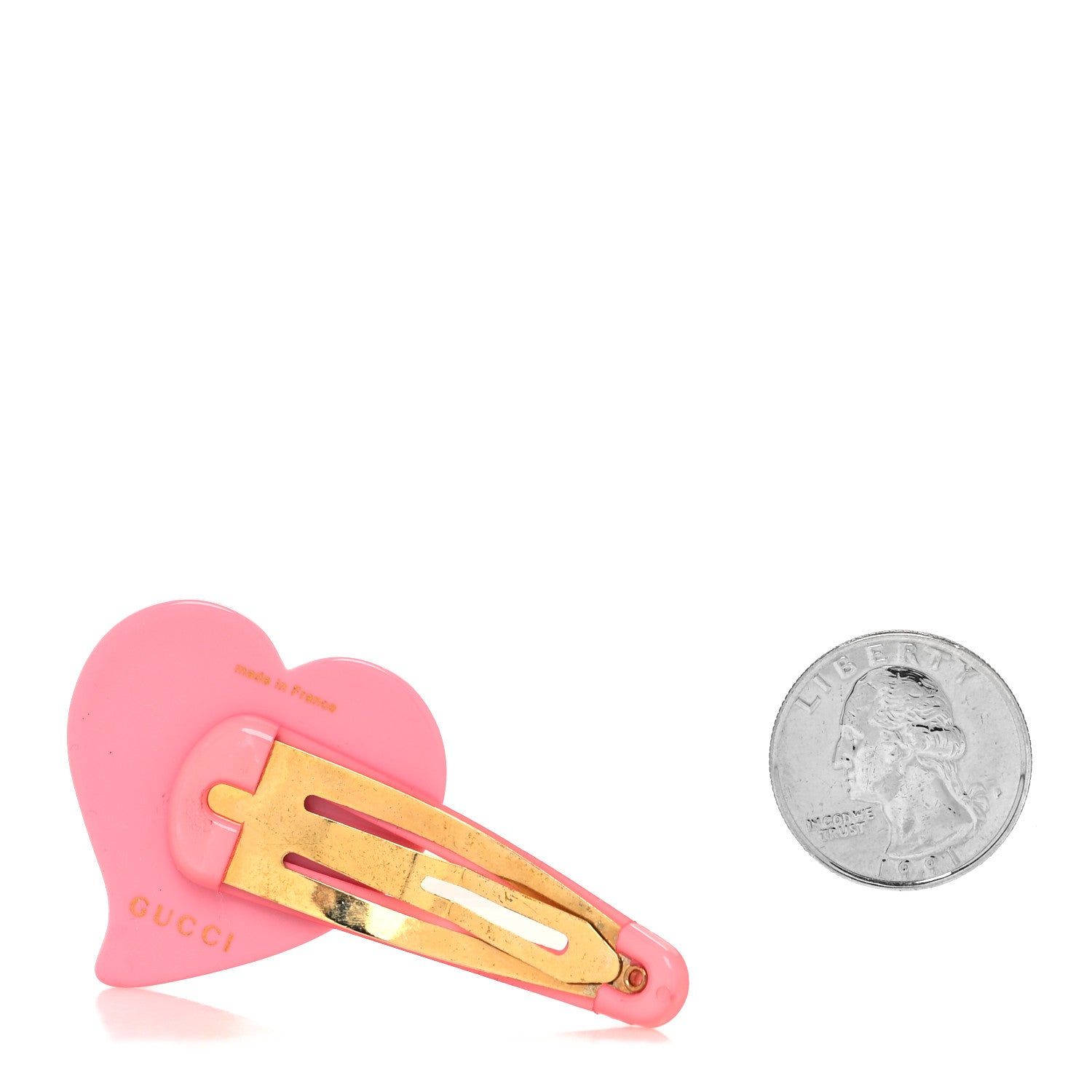Gucci Resin Crystal Heart Hair Barrette Pink 2 of 4