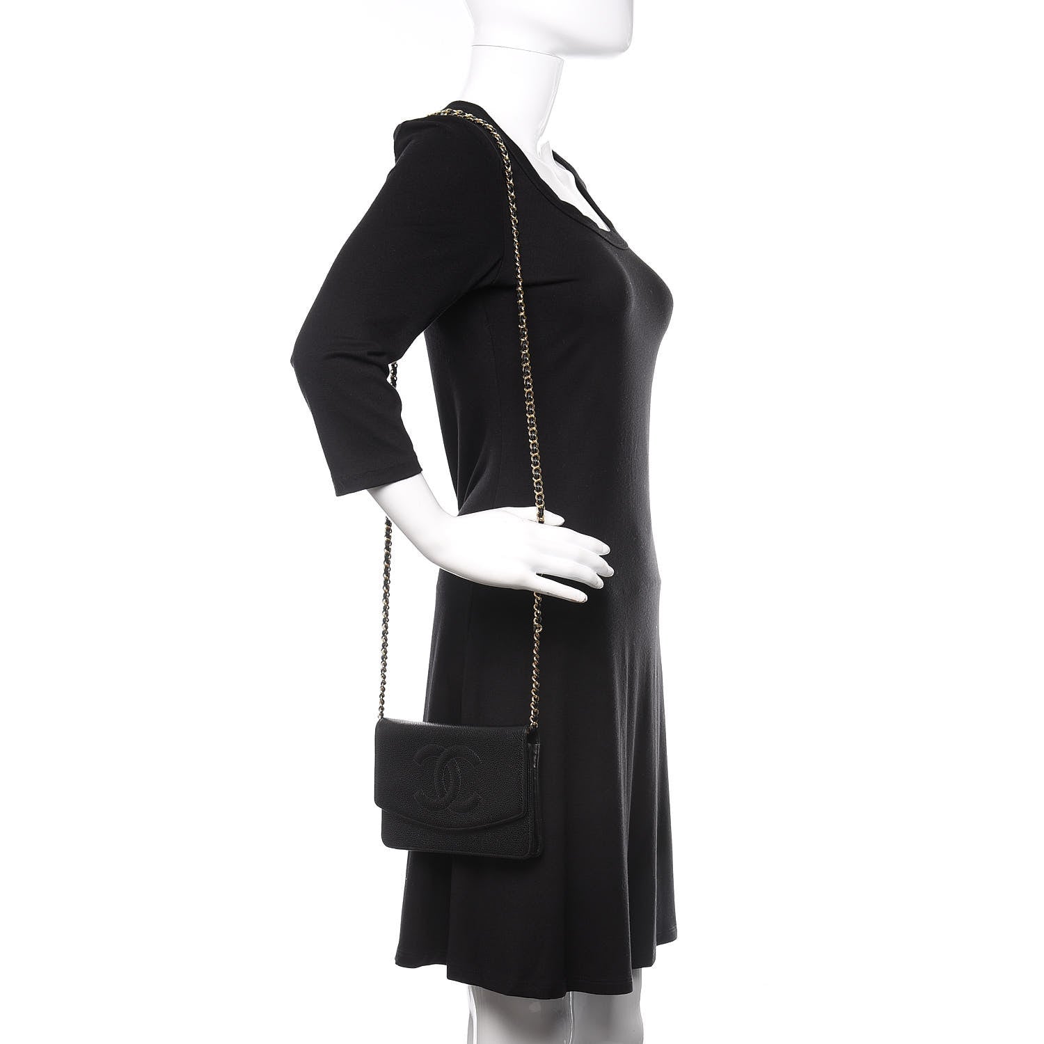 Chanel Caviar Timeless CC Wallet On Chain WOC Black 2 of 11