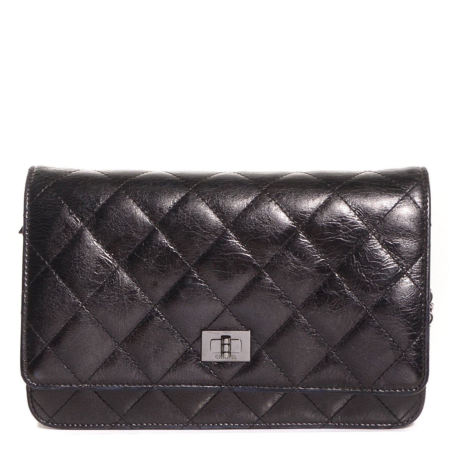 Aged Calfskin Reissue Wallet On Chain WOC Metallic Black