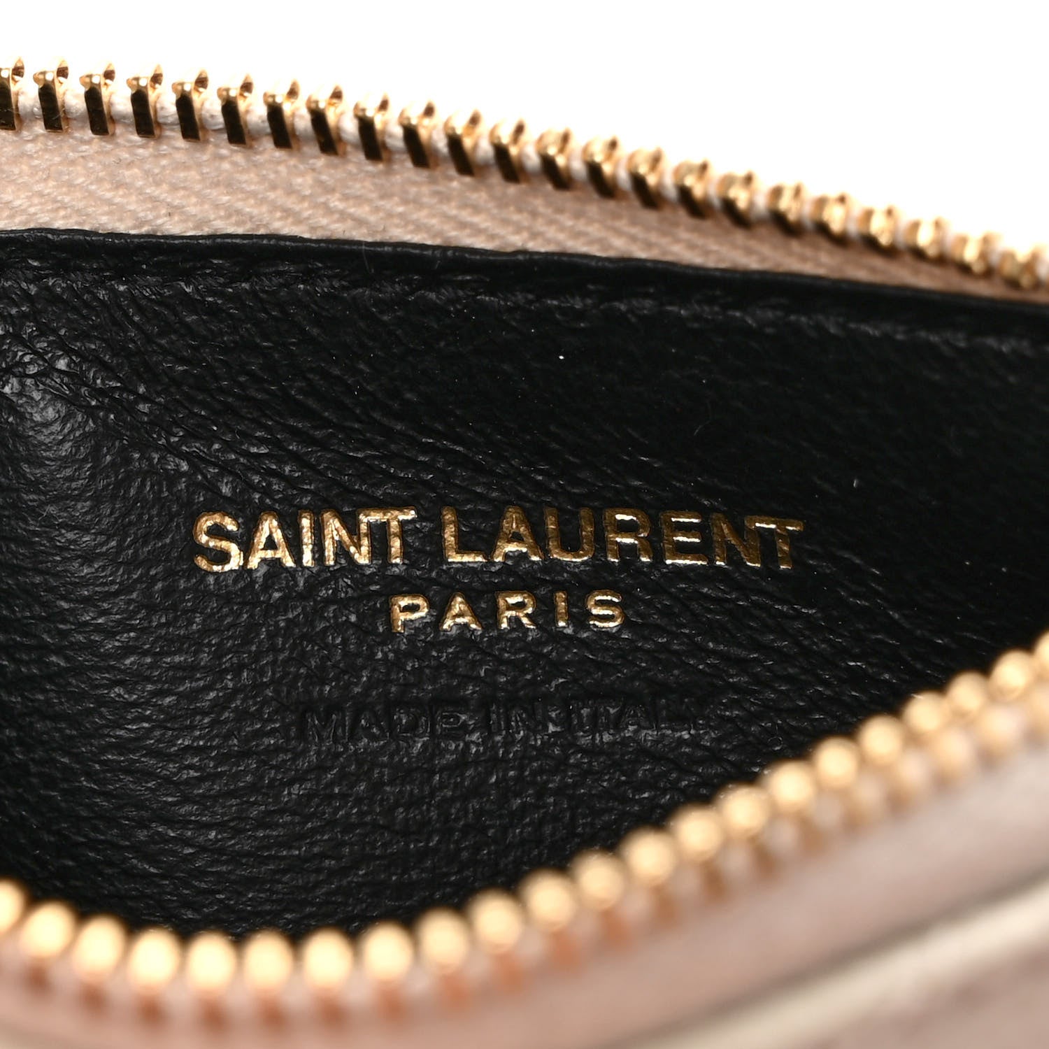 Saint Laurent Grain De Poudre Matelasse Chevron Monogram Fragments Zippered Card Case Crema Soft 6 of 7