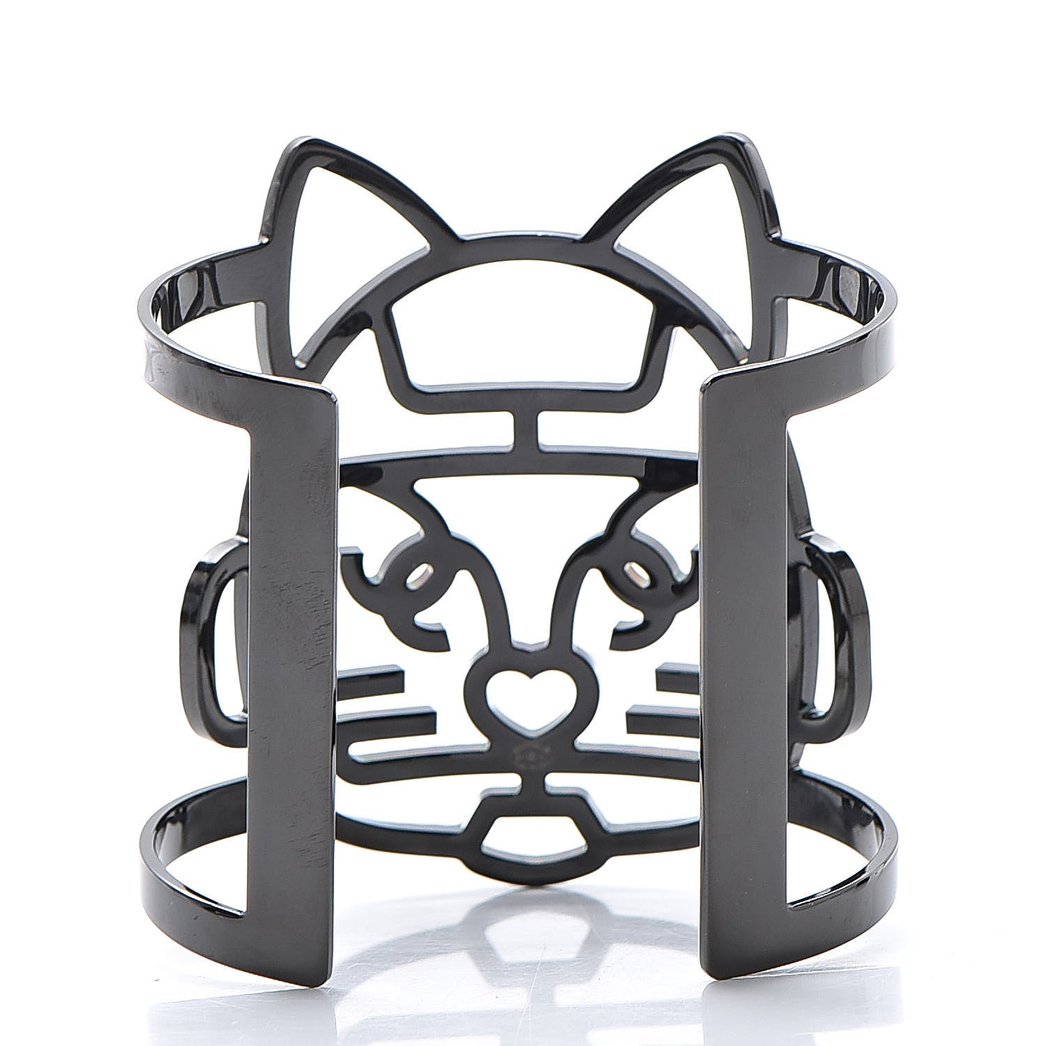Chanel Strass Crystal CC Emoji Robot Cat Cuff 3 of 6