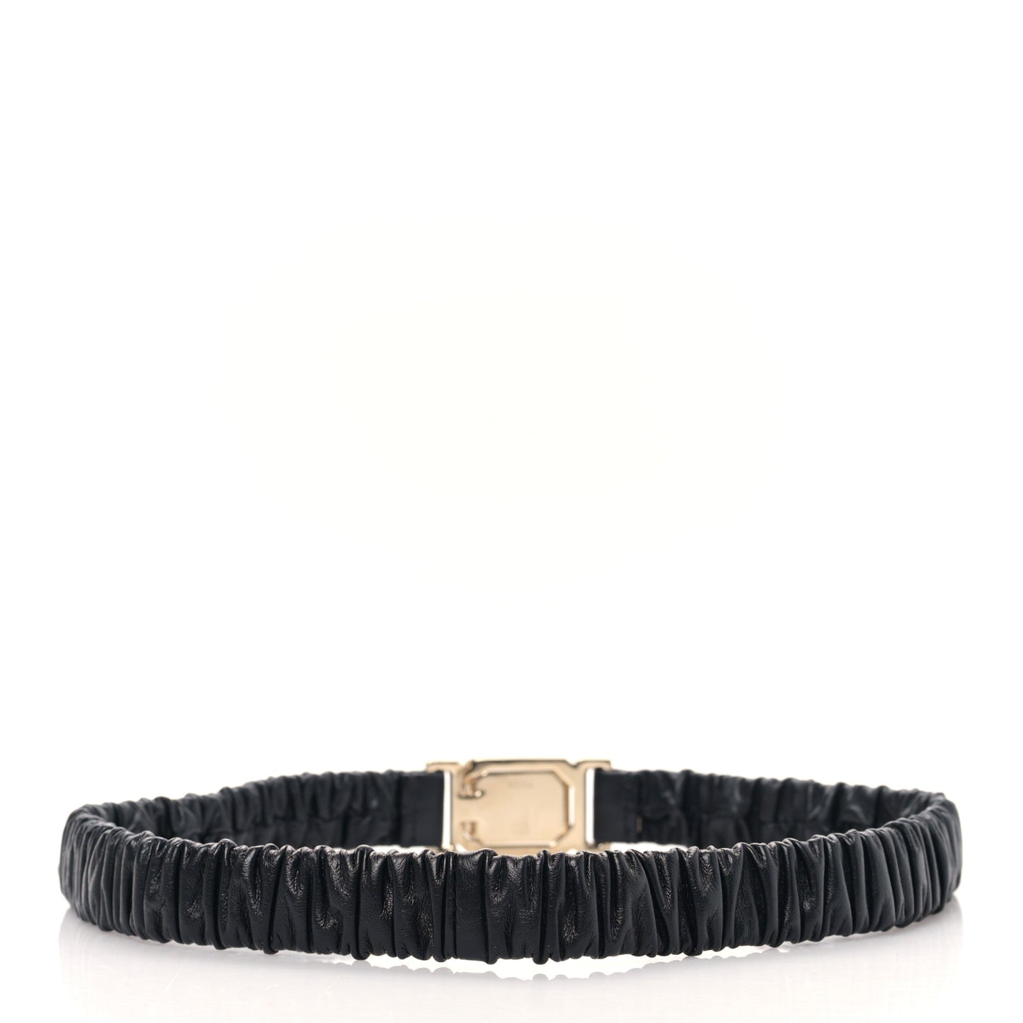 Lambskin Ruched Crystal CC Belt 70 28 Black