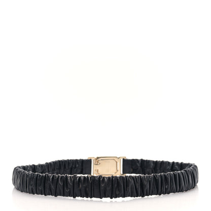 Chanel Lambskin Ruched Crystal CC Belt 70 28 Black 2 of 3