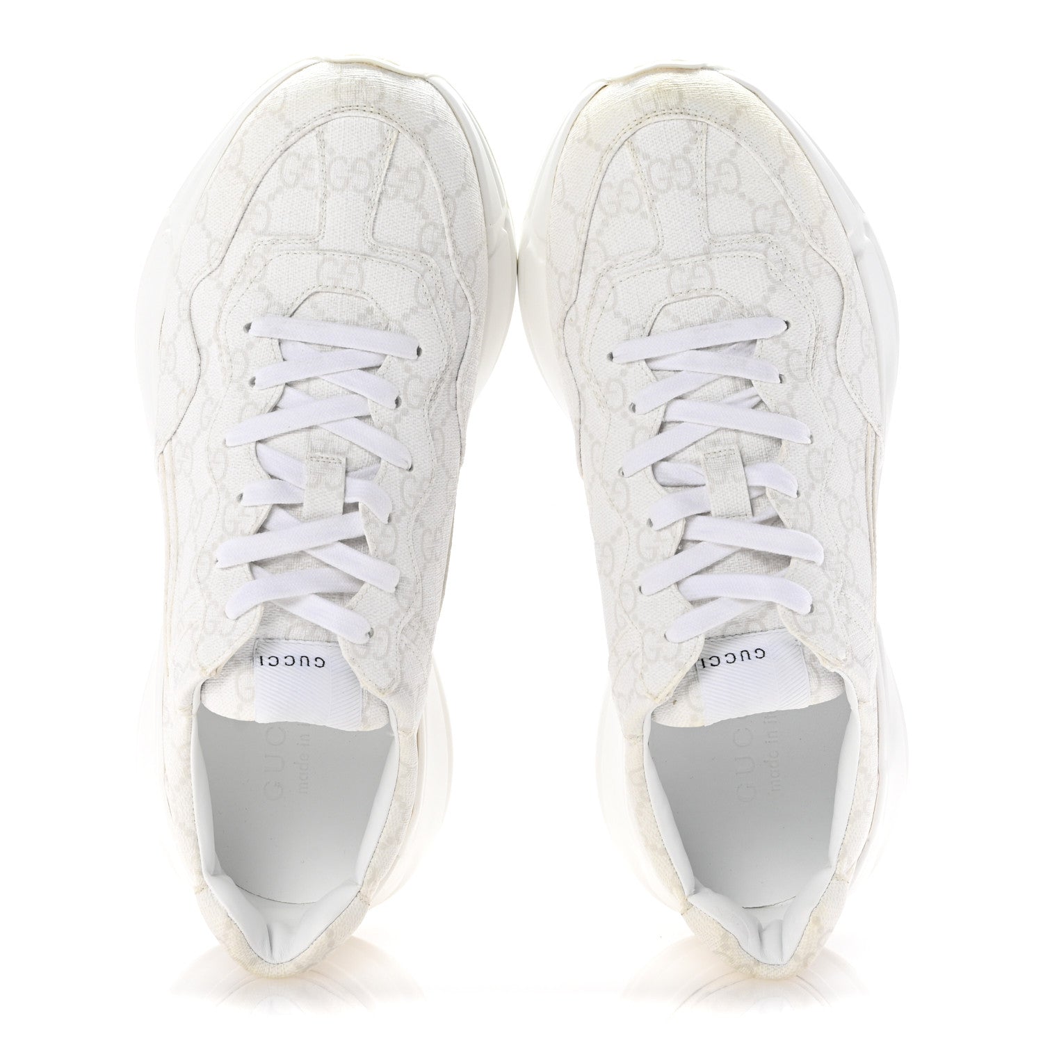 Gucci GG Supreme Monogram Mens Rhyton Sneakers 9 White 2 of 11