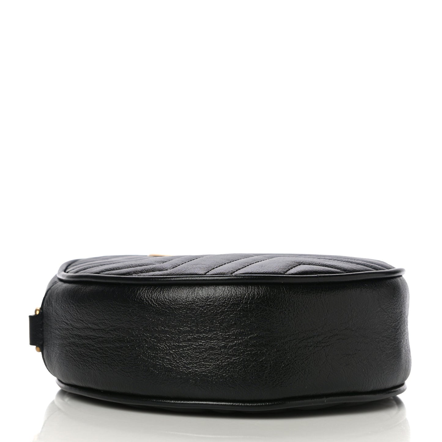 Azalea Calfskin Matelasse Heart Mini GG Marmont Round Shoulder Bag Black