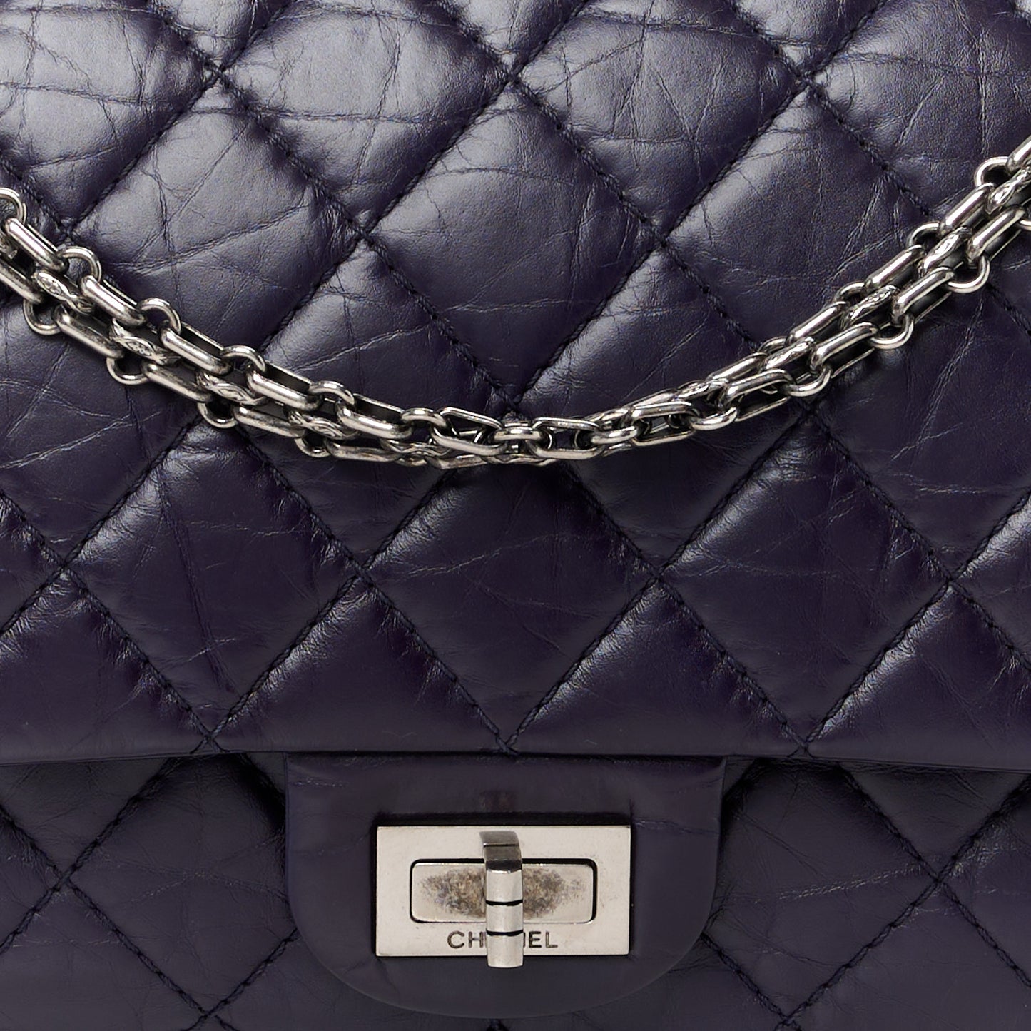 Aged Calfskin Quilted 2.55 Reissue 226 Flap Dark Purple