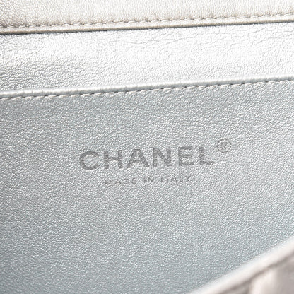 Chanel Metallic Lambskin Quilted Clutch With Chain Flap Dark Grey 6 of 7