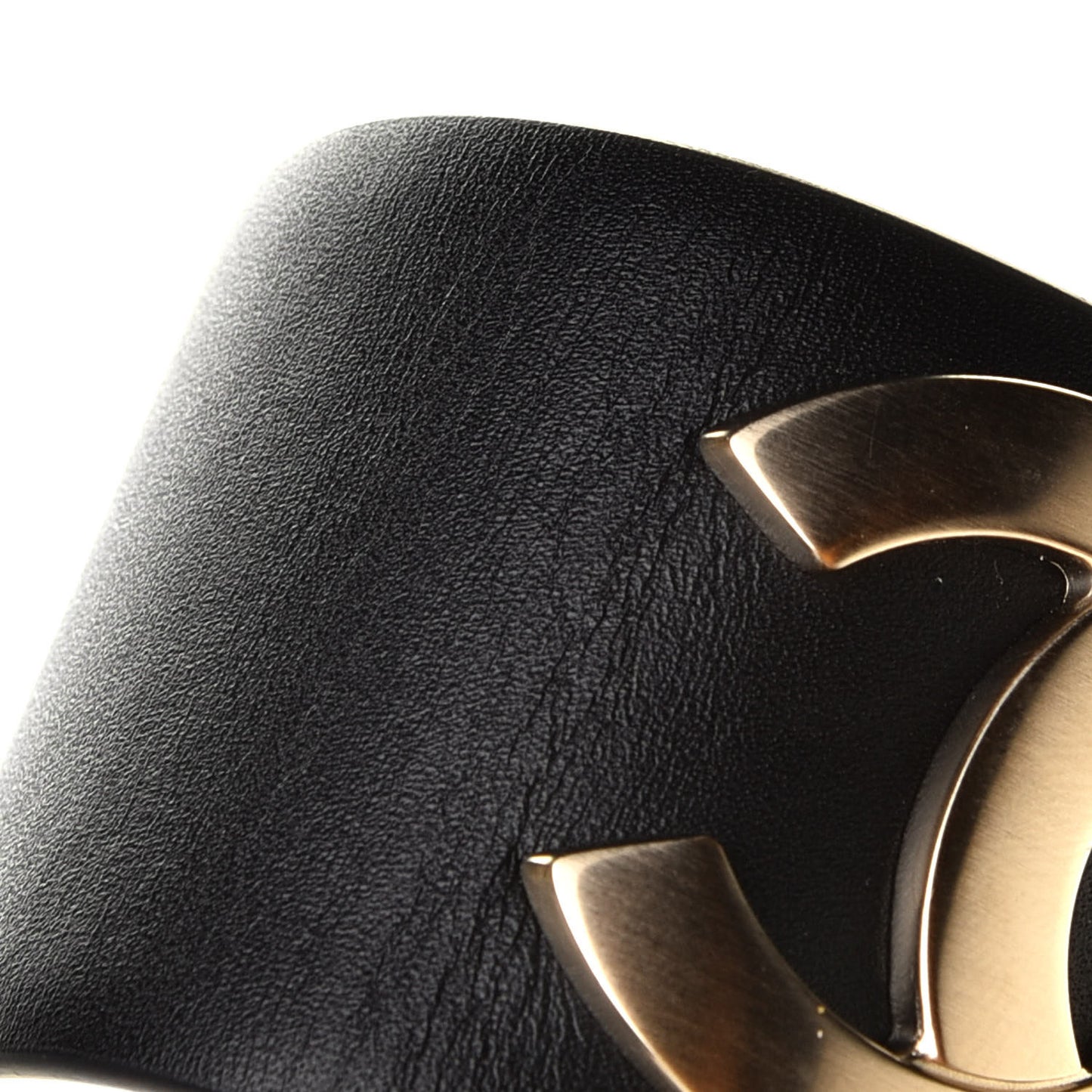 Calfskin CC Wide Cuff Black Gold