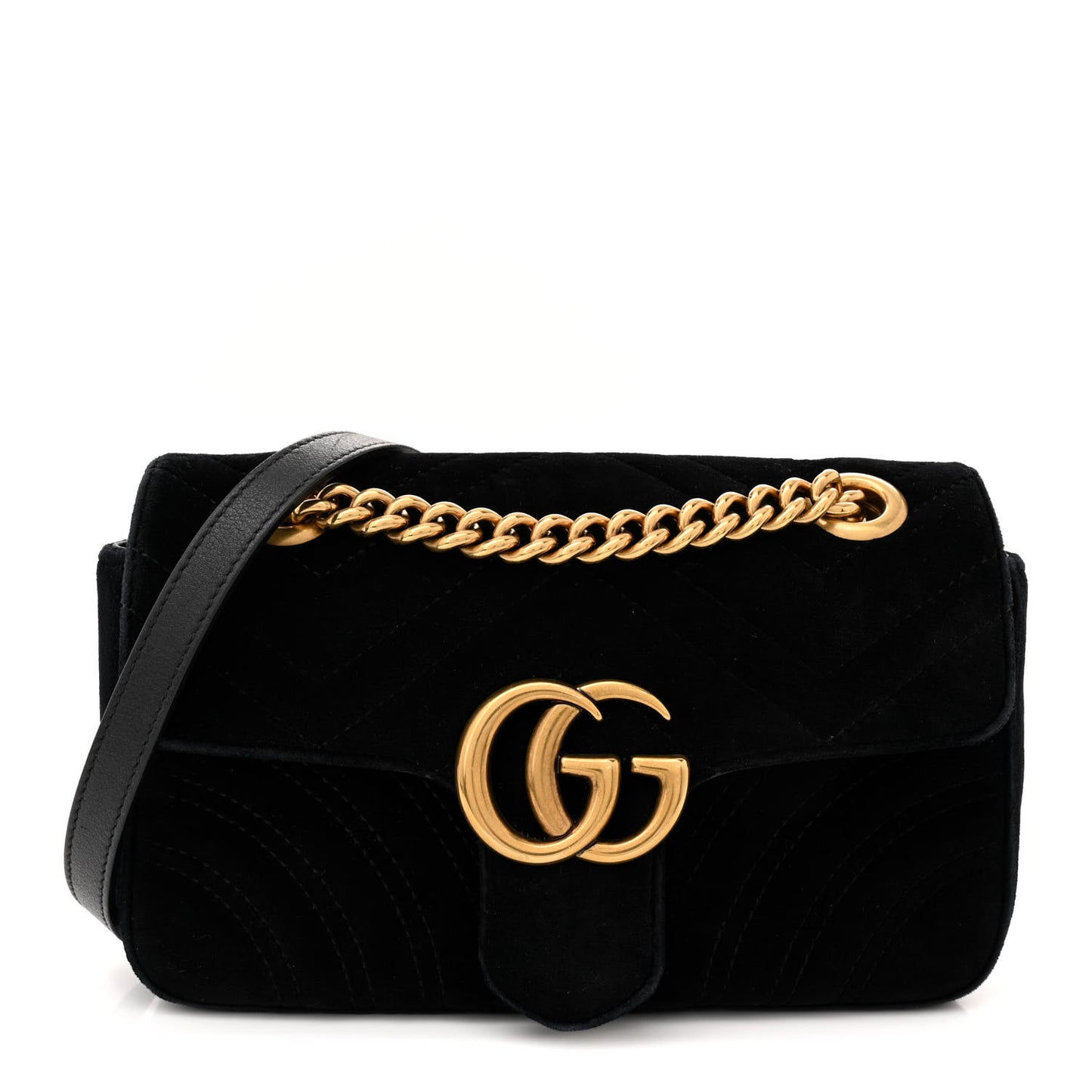 Velvet Matelasse Mini GG Marmont Shoulder Bag Black