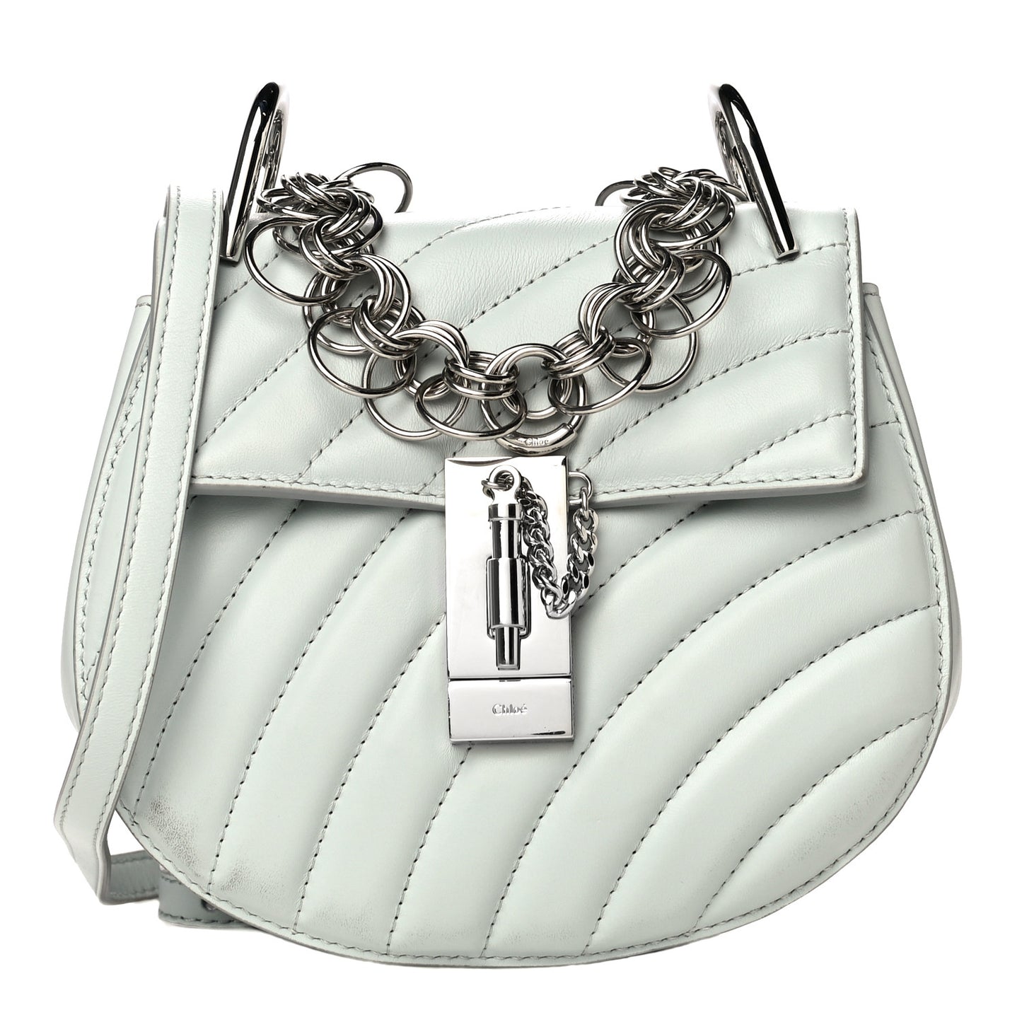 Calfskin Quilted Mini Drew Bijou Shoulder Bag Airy Grey