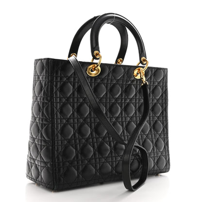 Christian Dior Lambskin Cannage Large Lady Dior Black 3 of 10