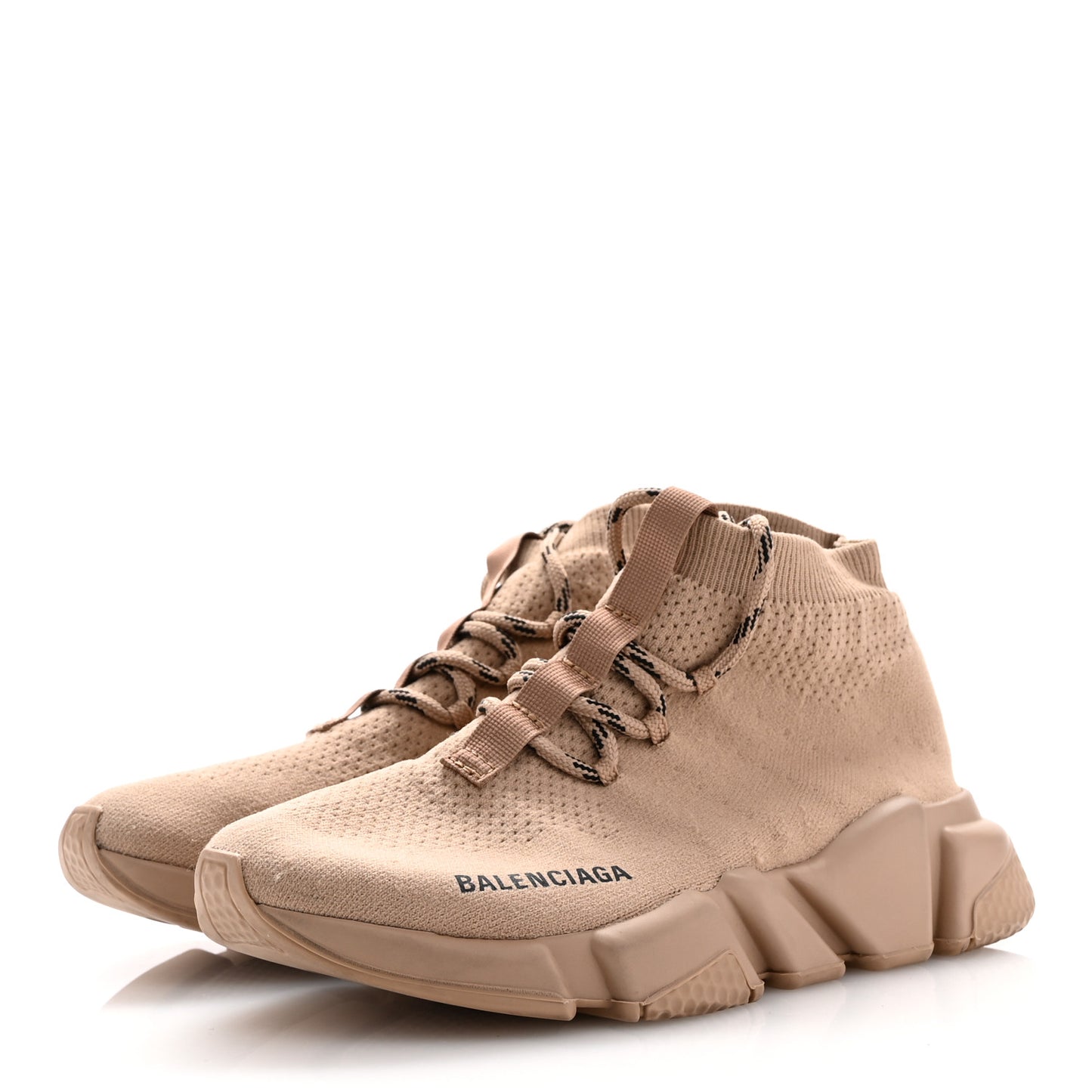 Technical 3D Knit Womens Speed Lace Up Sneakers 36 Beige