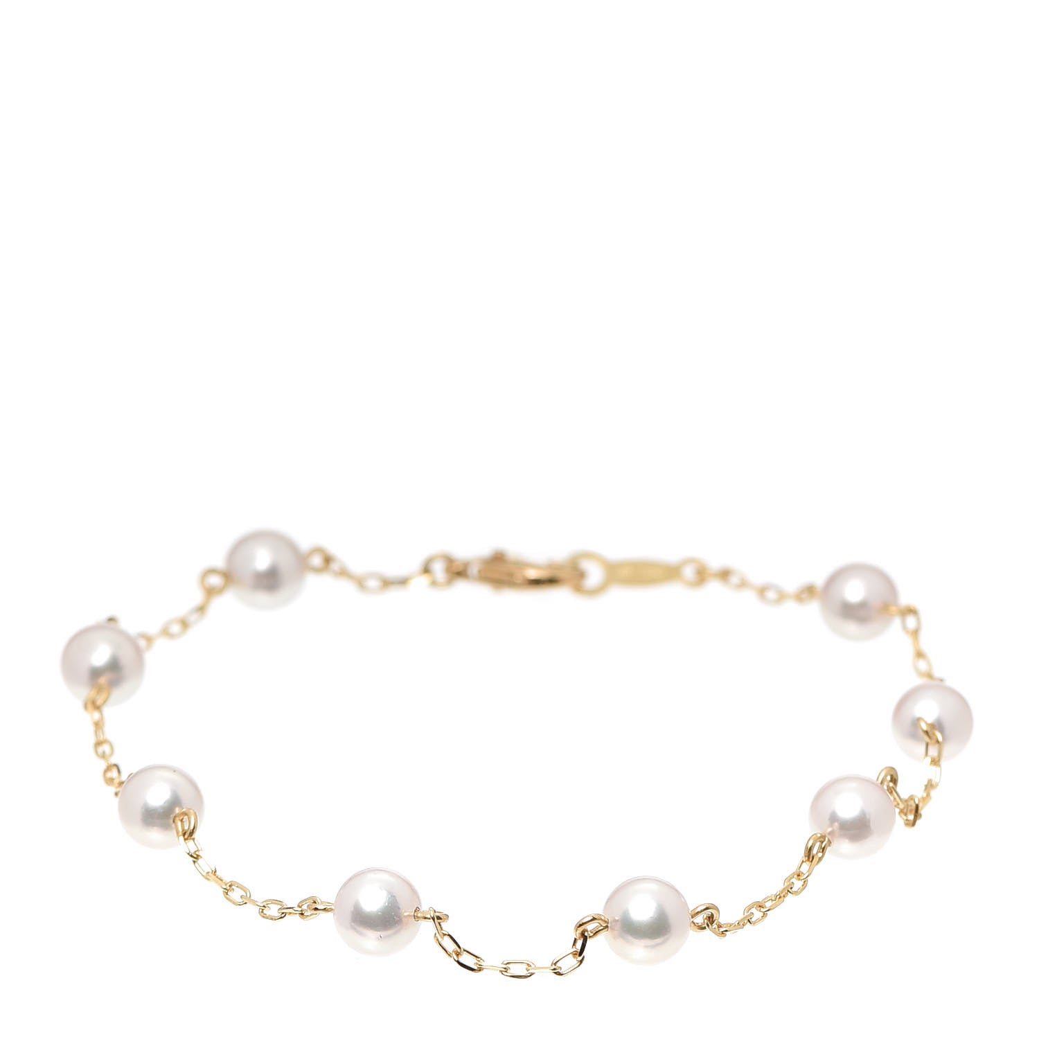Mikimoto 18K Yellow Gold Akoya Pearl 5mm Station Bracelet 1 of 6