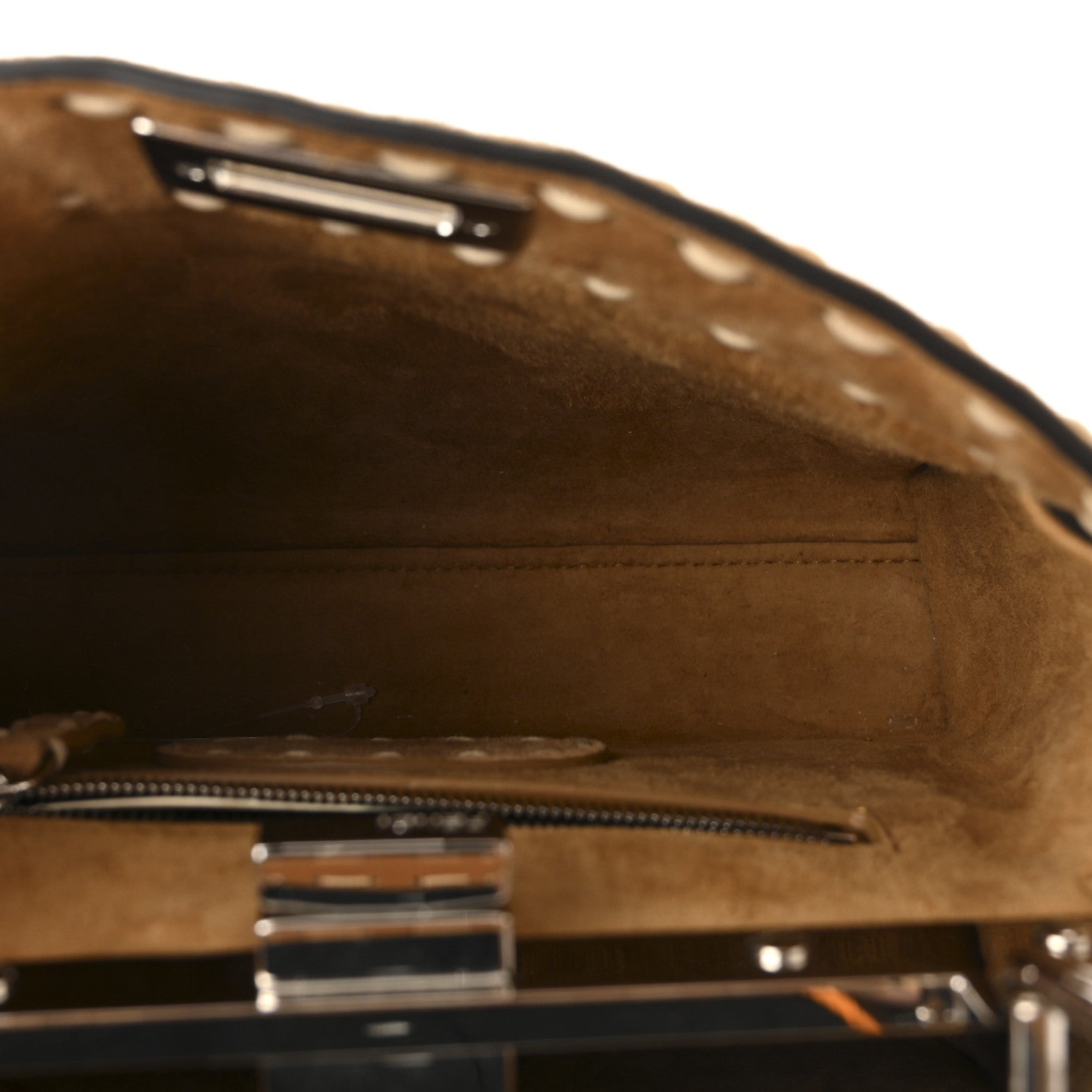 Fendi Suede FF Mini Peekaboo Iconic Satchel Marrone 5 of 9