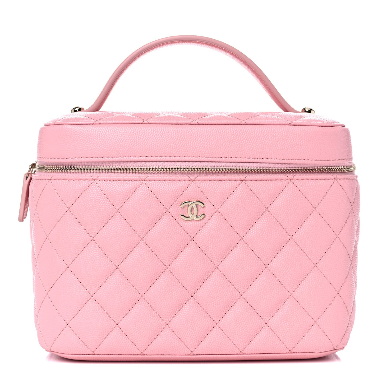 Caviar Quilted Large Vanity Pouch Pink