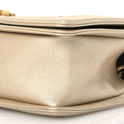 Chanel Metallic Lambskin Medium Golden CC Boy Flap Dark Gold 11 of 16