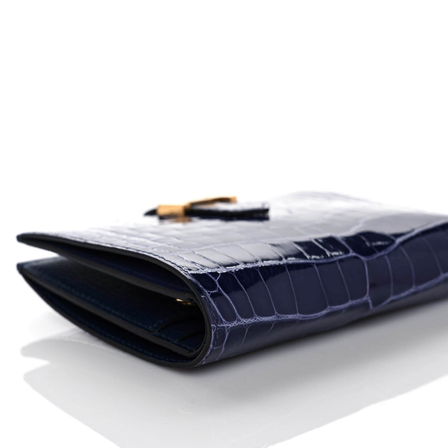 Hermes Shiny Alligator Bearn Compact Wallet Bleu Electrique 10 of 12