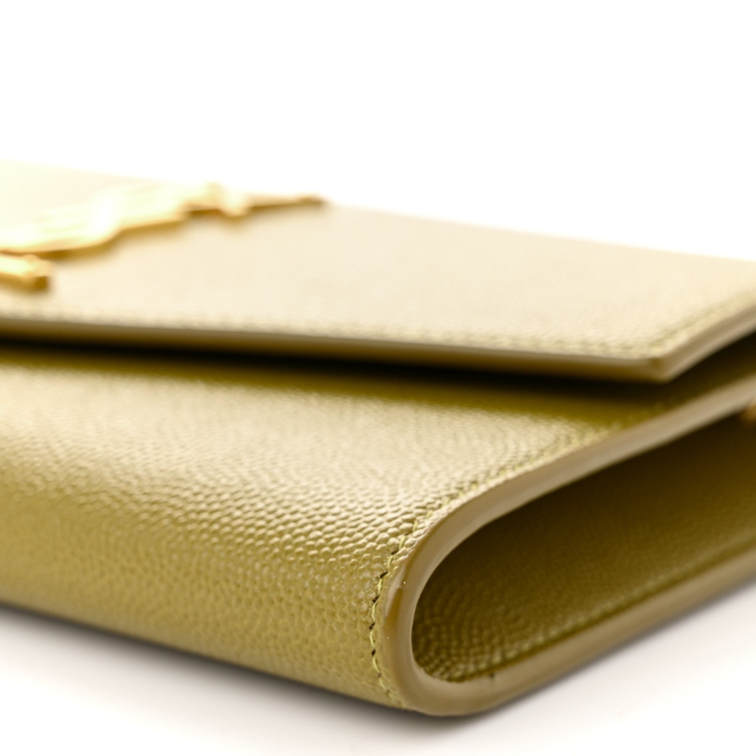 Saint Laurent Grain De Poudre Monogram Uptown Chain Wallet Olive 11 of 11