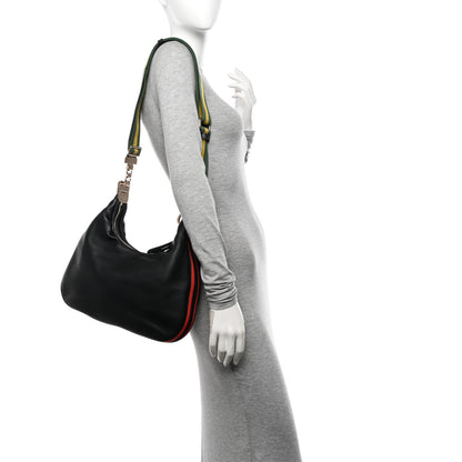 Gucci Aria Calfskin Web Large Attache Shoulder Bag Black 2 of 11