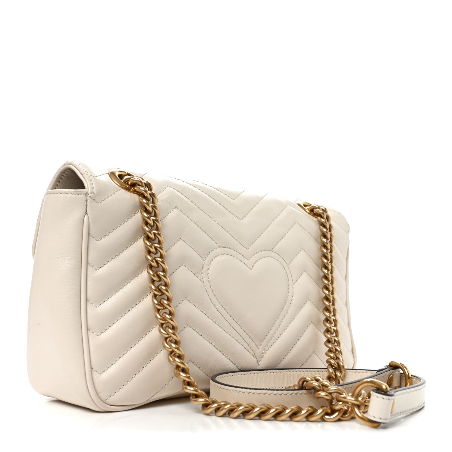 Gucci Calfskin Matelasse Small GG Marmont Shoulder Bag White 3 of 10