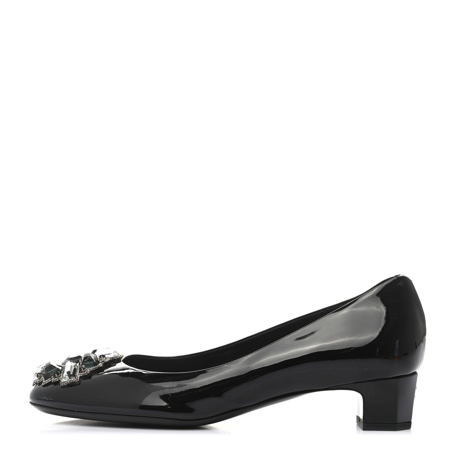 Patent Calfskin Crystal Pumps 39.5 Green Black