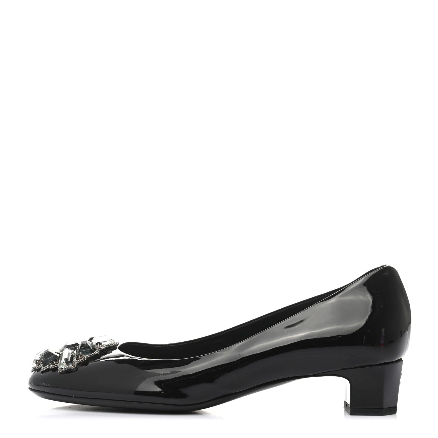 Chanel Patent Calfskin Crystal Pumps 39.5 Green Black 1 of 9