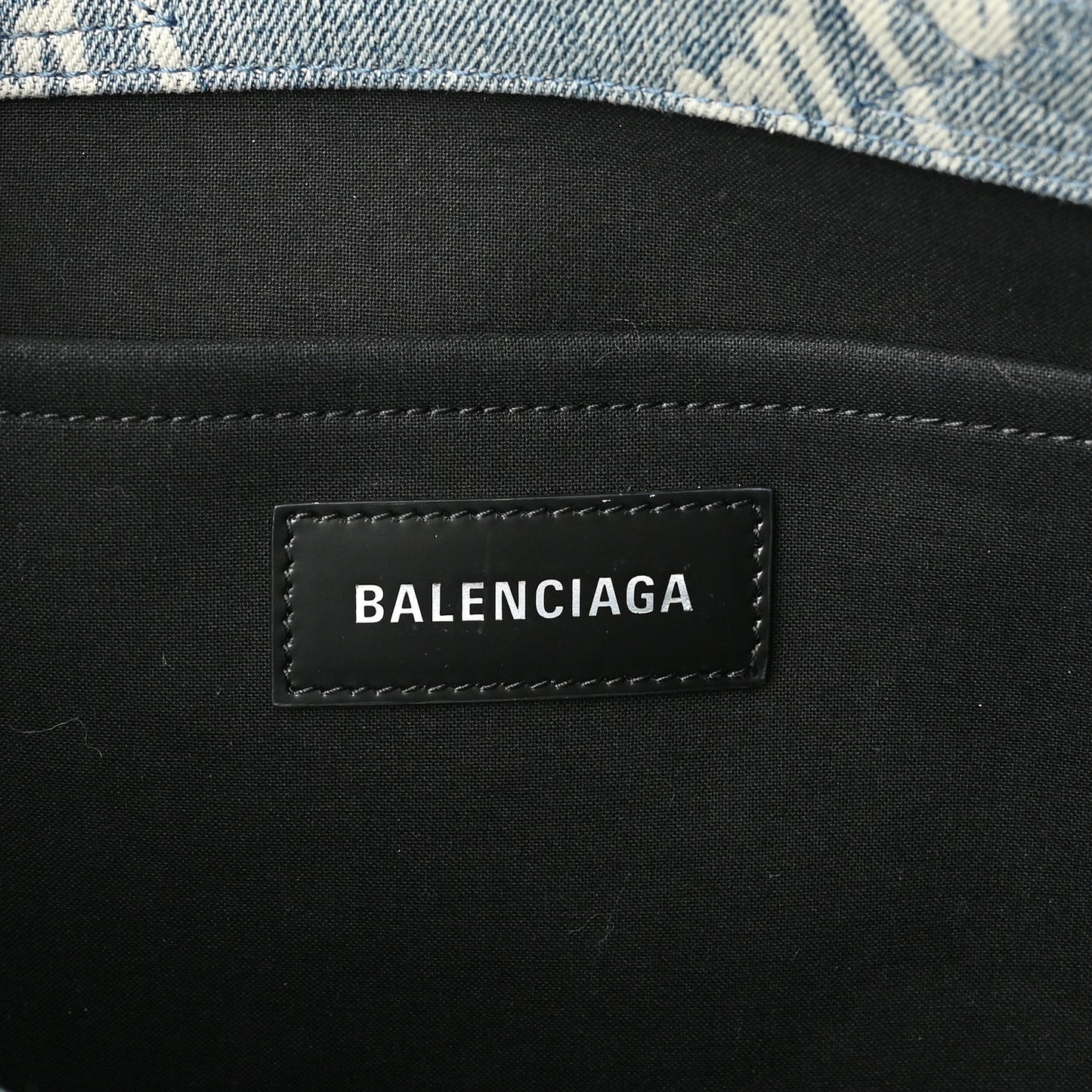 Denim Scribble Logo Small Hardware Tote Blue
