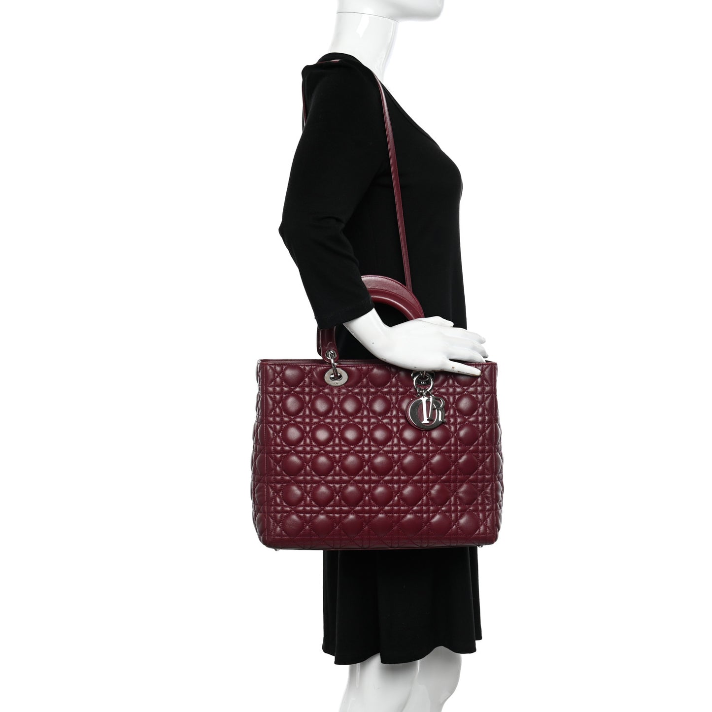 Lambskin Cannage Large Lady Dior Burgundy
