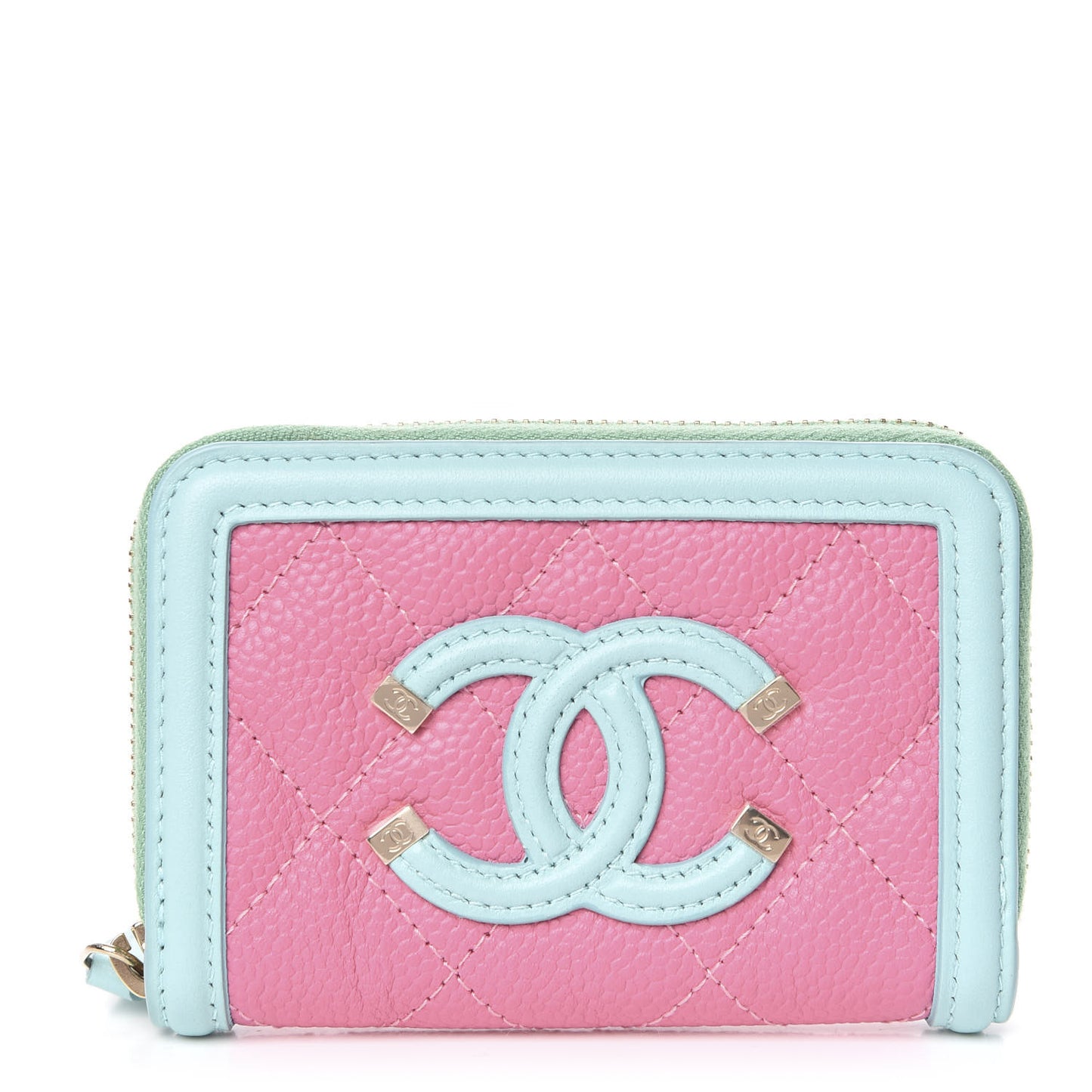 Caviar Quilted Filigree Coin Purse Pink Green Blue