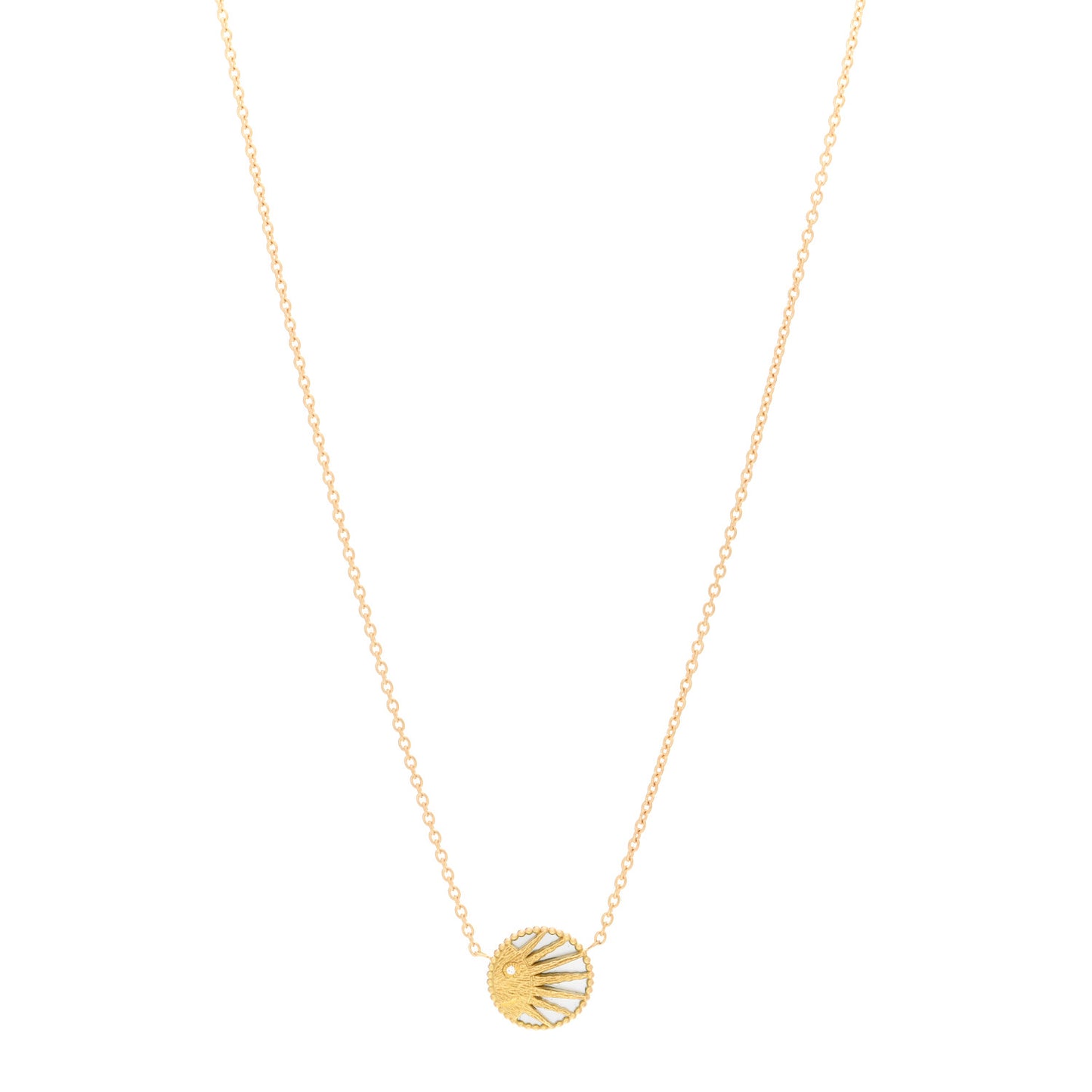 18K Yellow Gold Diamond Black Onyx Mother of Pearl Rose Celeste Pendant Necklace
