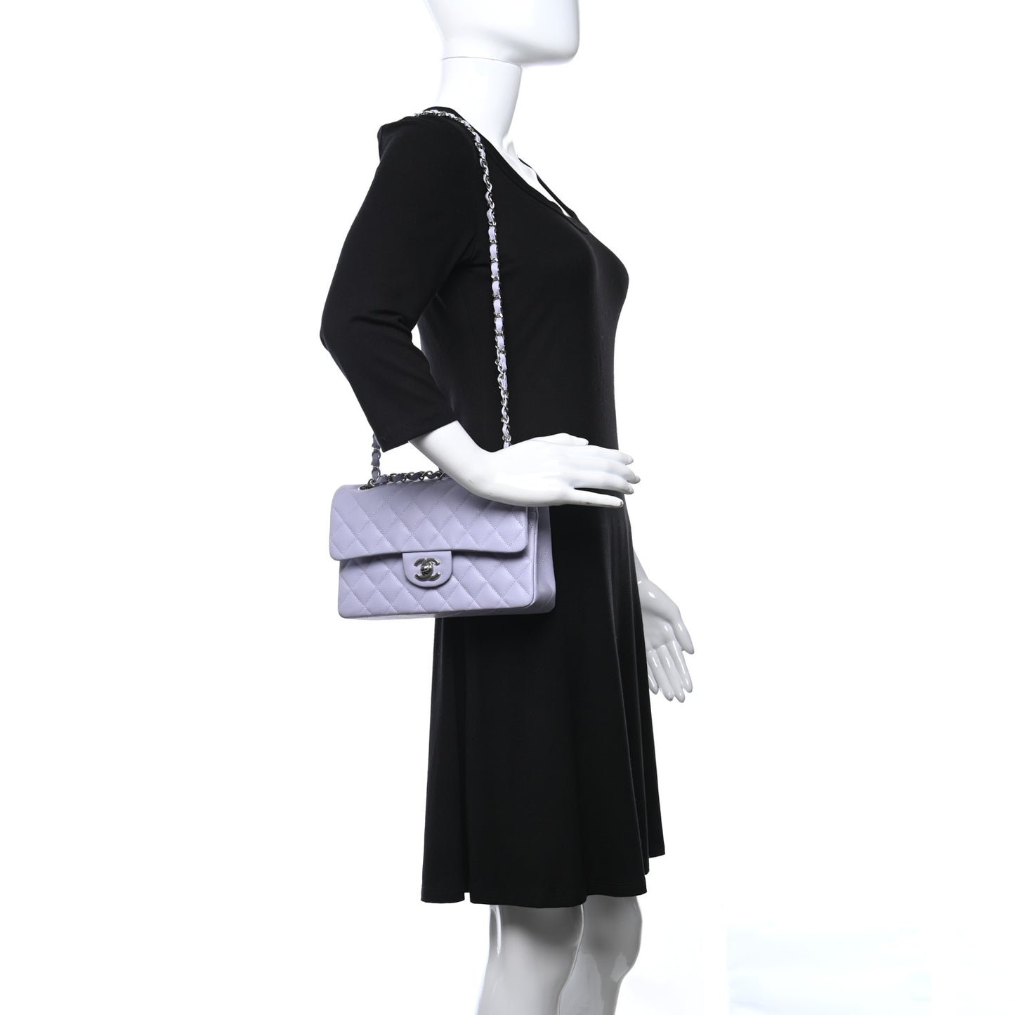 Caviar Quilted Small Double Flap Light Purple