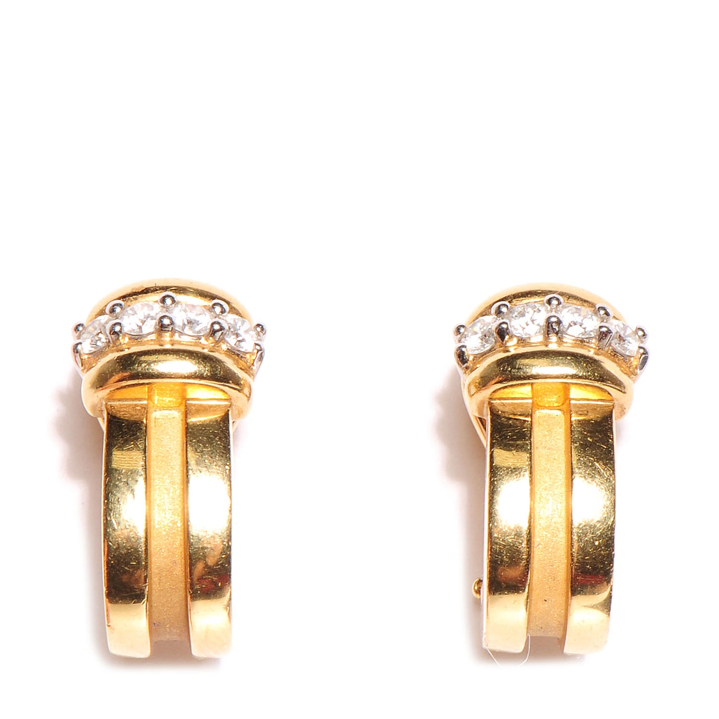 Platinum 18K Yellow Gold Diamond Hoop Earrings