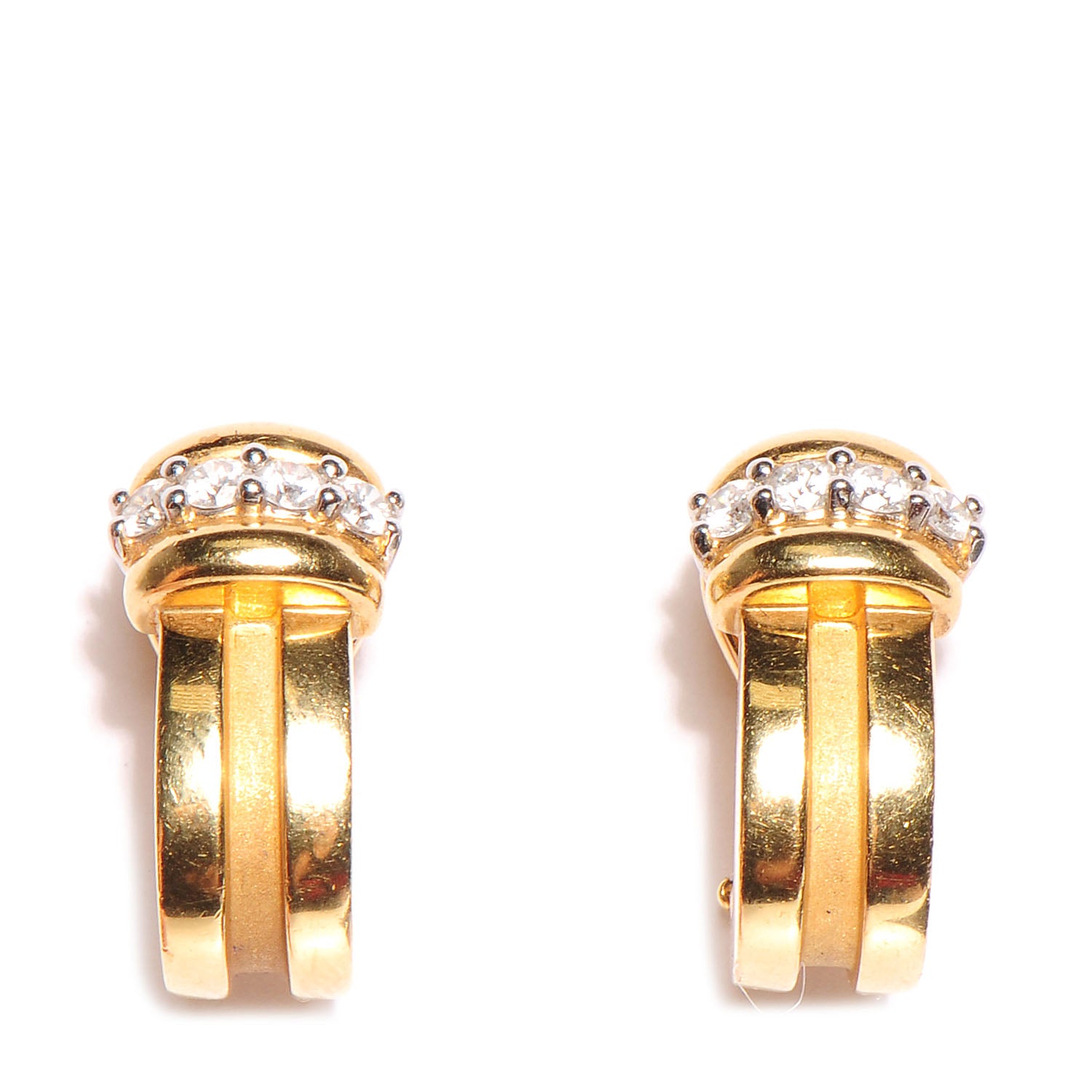 Tiffany Platinum 18K Yellow Gold Diamond Hoop Earrings 1 of 4
