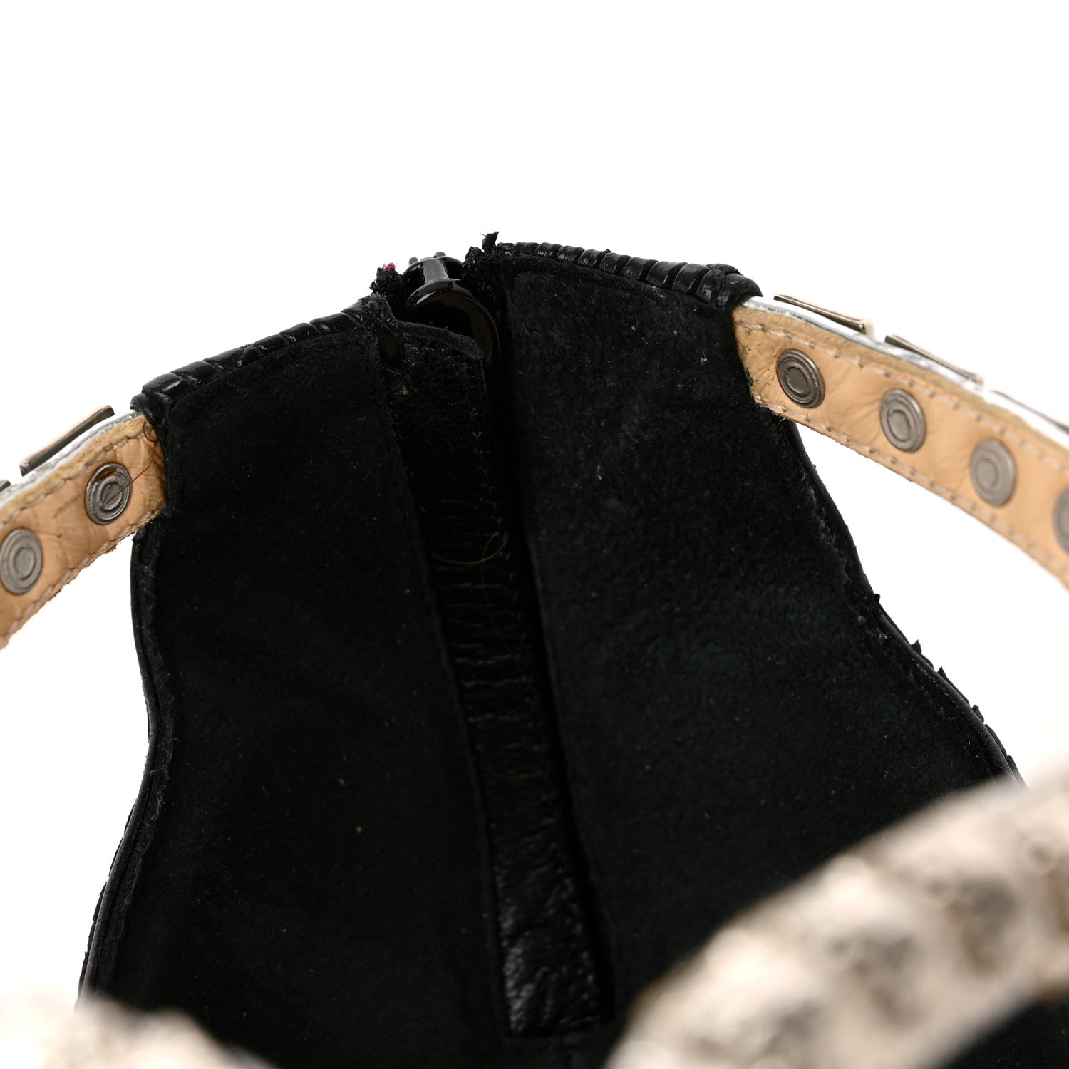 Christian Louboutin Calfskin Lizard Embossed Diwali 100 Studded Sandals 39 Black Silver 9 of 12