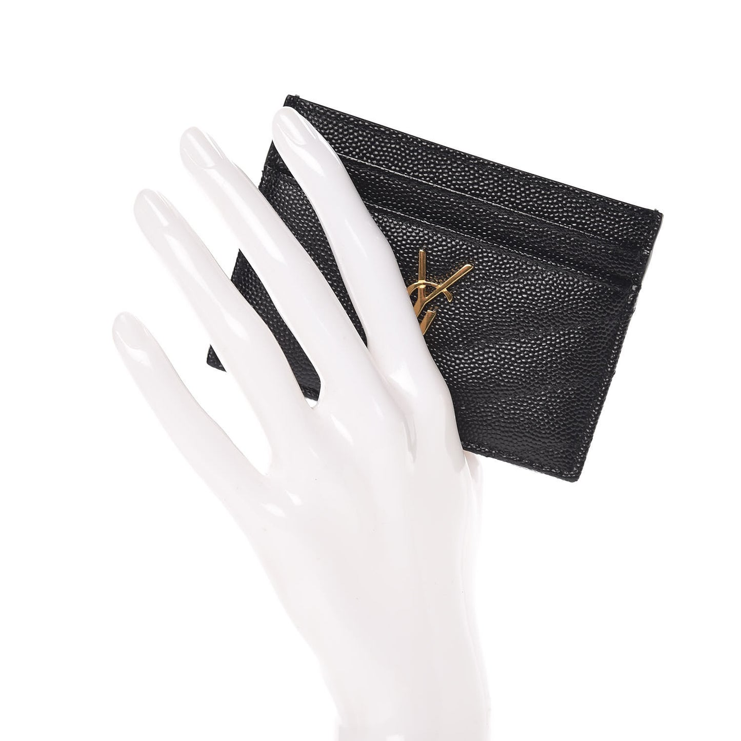 Grain De Poudre Matelasse Chevron Monogram Credit Card Case Black